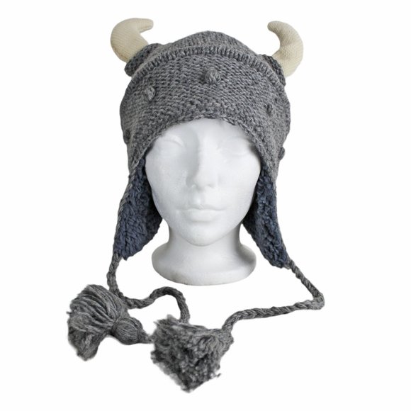 DeLux Knitwits Accessories - DeLux Knitwits Grey Viking Pilot Knit Hat